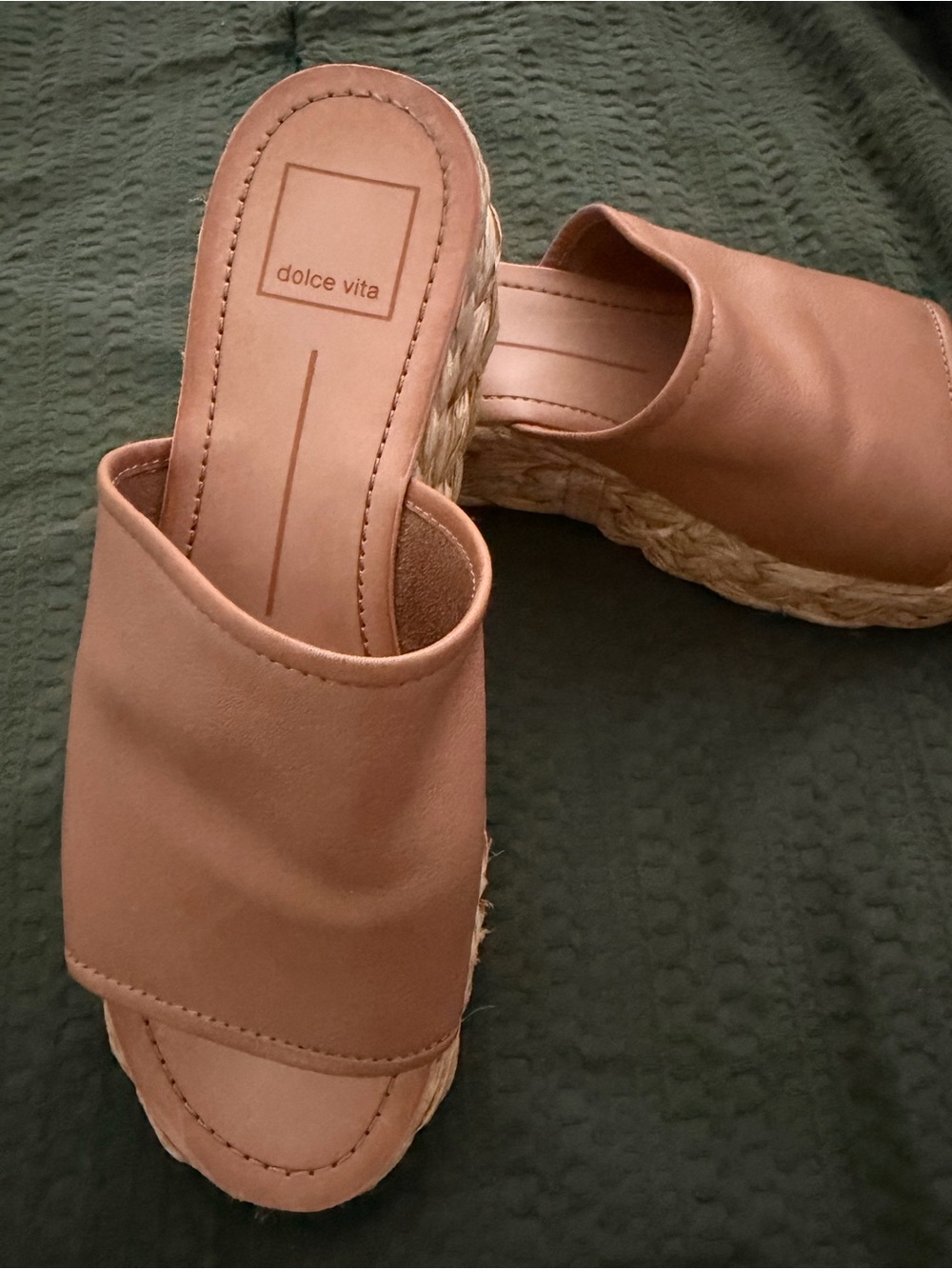 Dolce Vita Blush Tan Espadrille Slide Mules